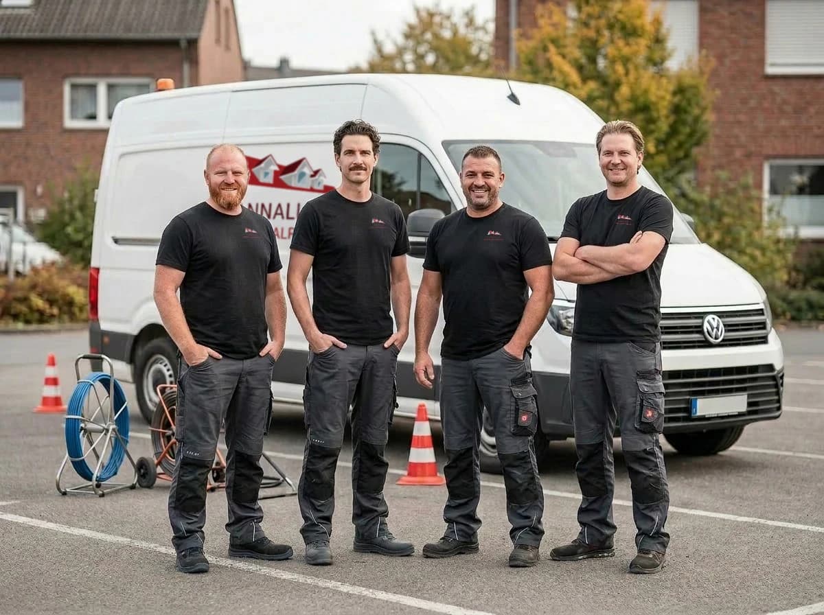 Das Team von KANNALLES Dienstleistungen vor dem Einsatzfahrzeug in Hanau
